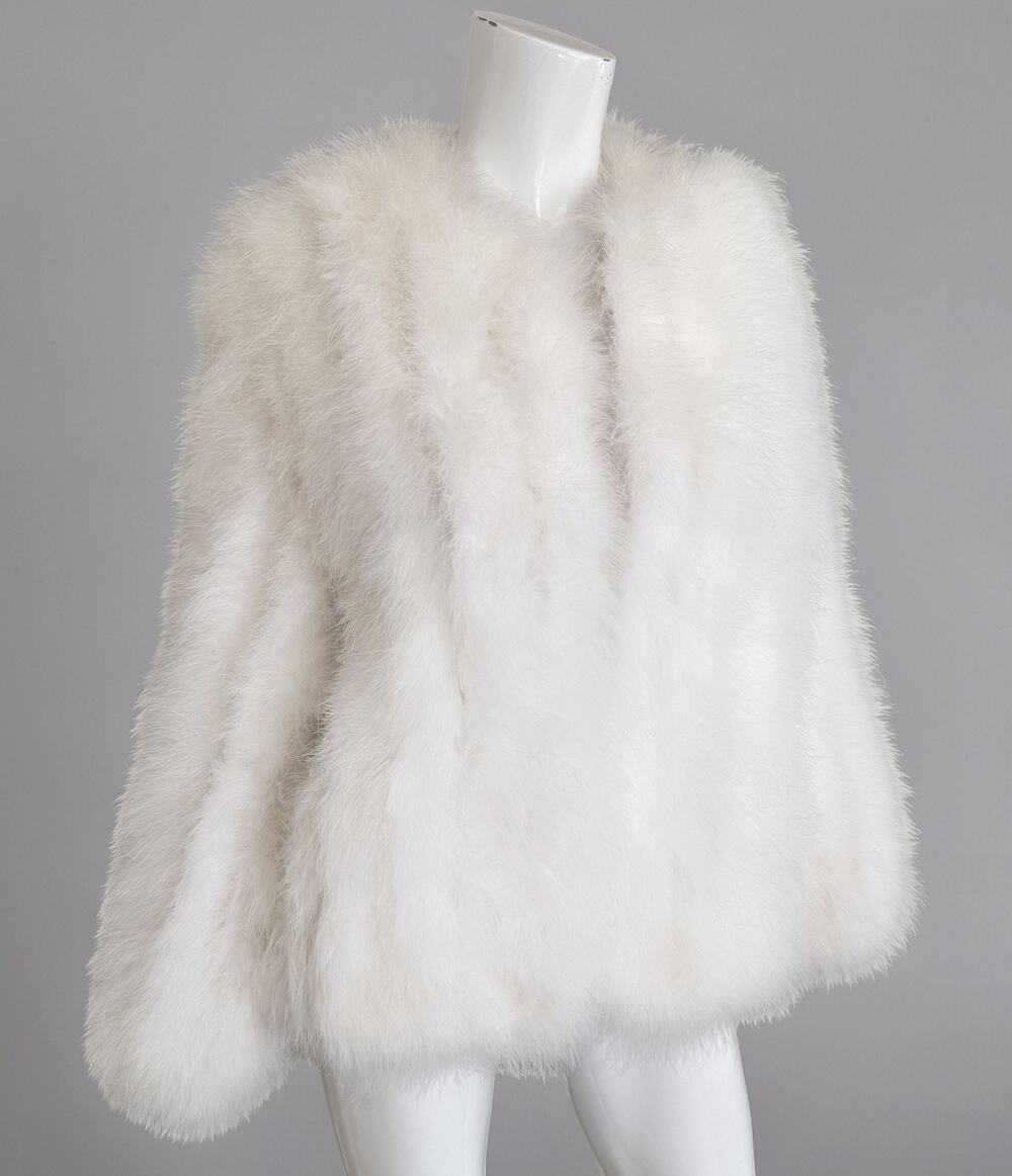 Vintage Marabou Feather Jacket White Bridal Wedding Evening Glam 70's 80's